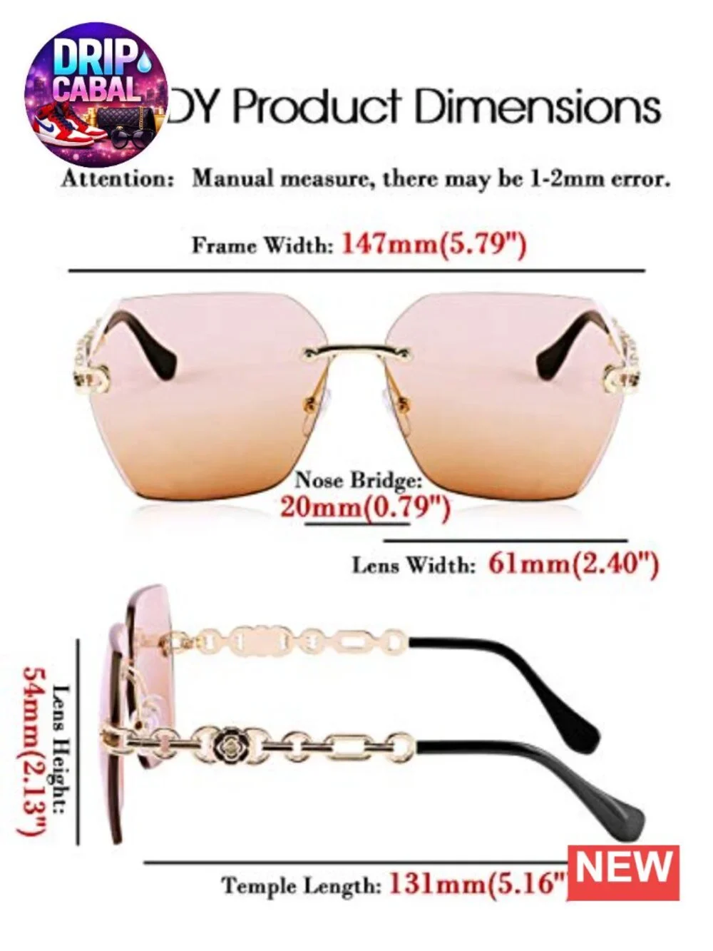 Rimless Sunglasses Women Metal Frame Diamond Cutting Lens UV400